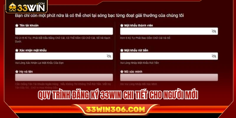 Đăng Ký 33WIN Cho Người Mới – Tạo Tài Khoản Nhanh, Dễ Hiểu 3 Các bước tạo tài khoản 33WIN chi tiết và dễ thực hiện